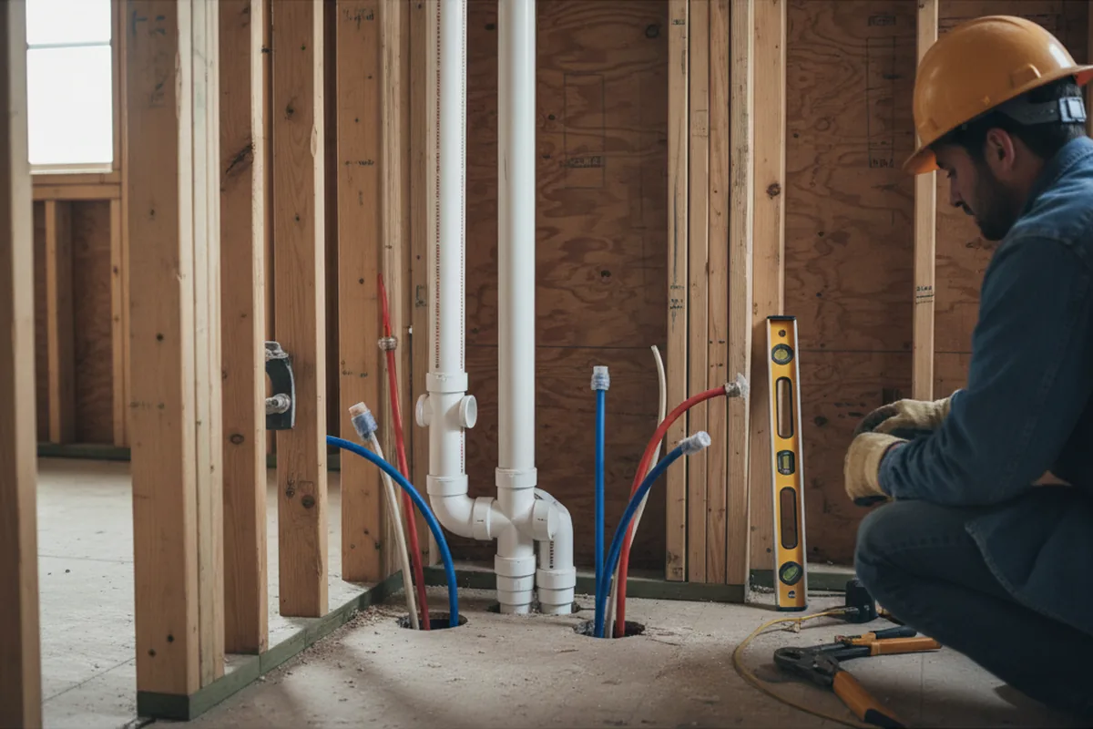 Drain and supply rough-in during Garbage Disposal Repair in Lexington