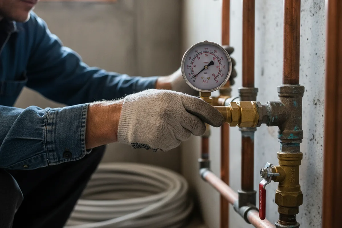 Pressure testing a repaired line during Water Line Repair in Lexington